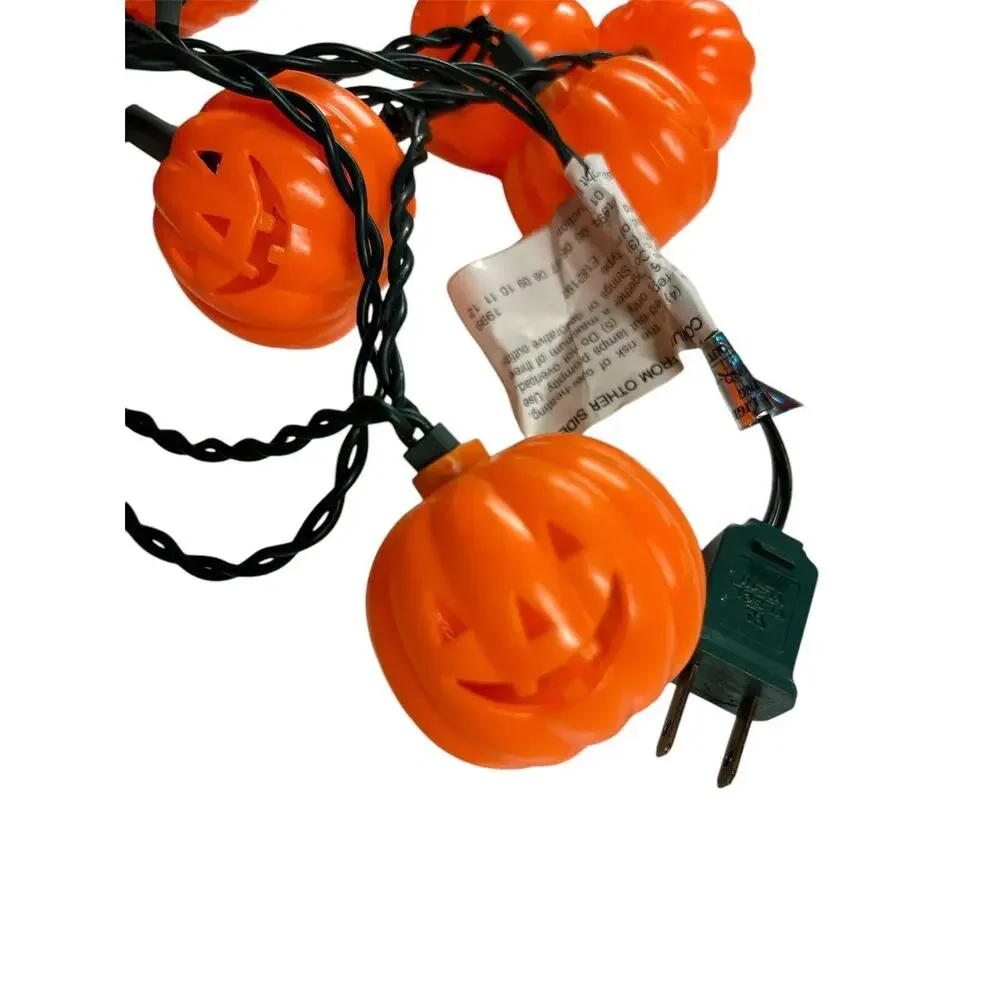 VTG EUC‎ 20 Electric Halloween Jack-o-lantern Blow Mold String Lights • Tested